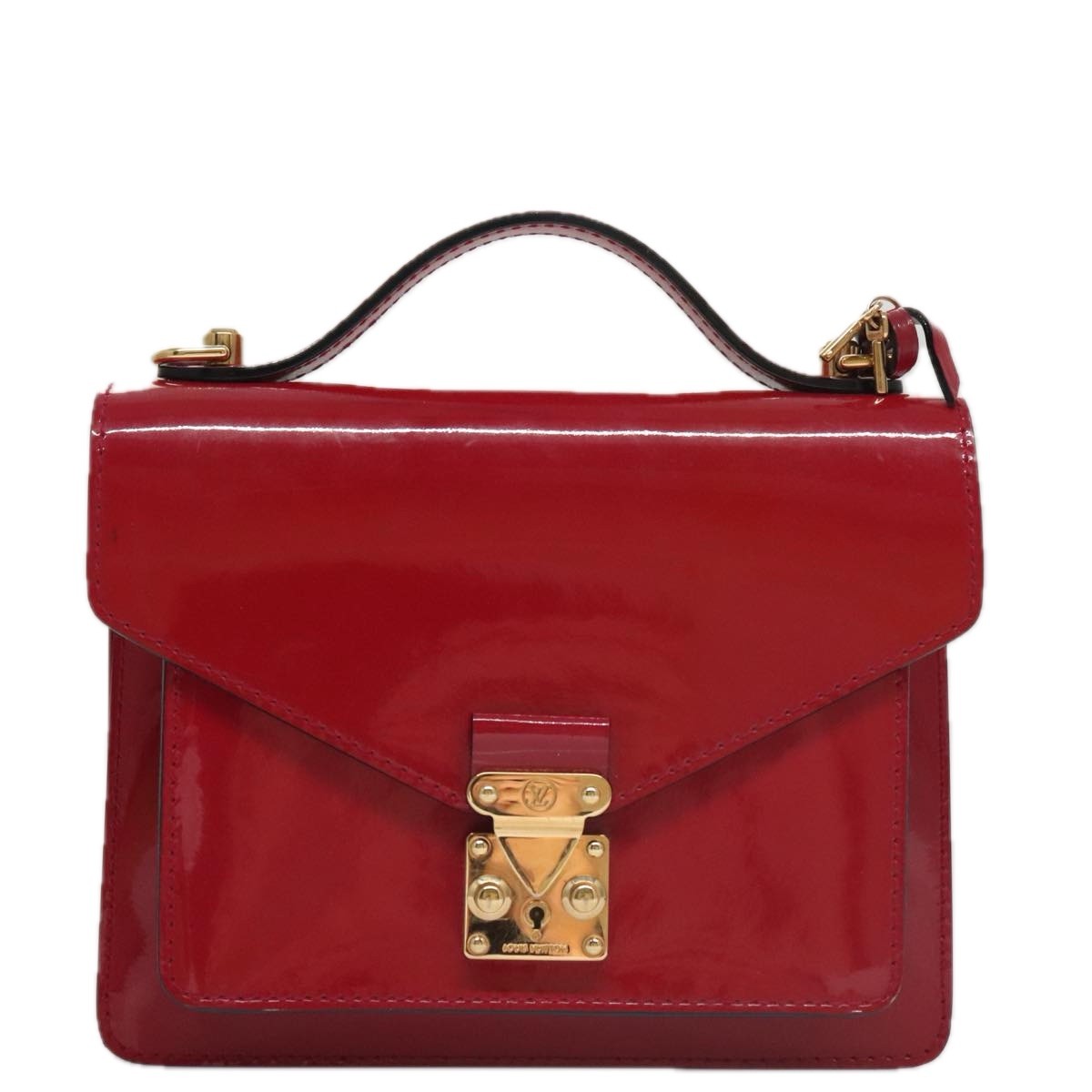 Louis Vuitton Monceau Handbag Vernis Red Patent_Leather Handbag (Pre-Owned)