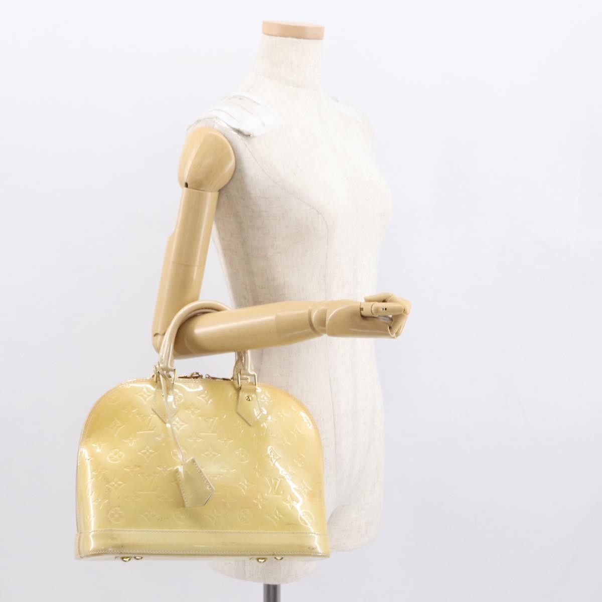 Louis Vuitton Alma Handbag Monogram Vernis Beige Patent_Leather Handbag (Pre-Owned)