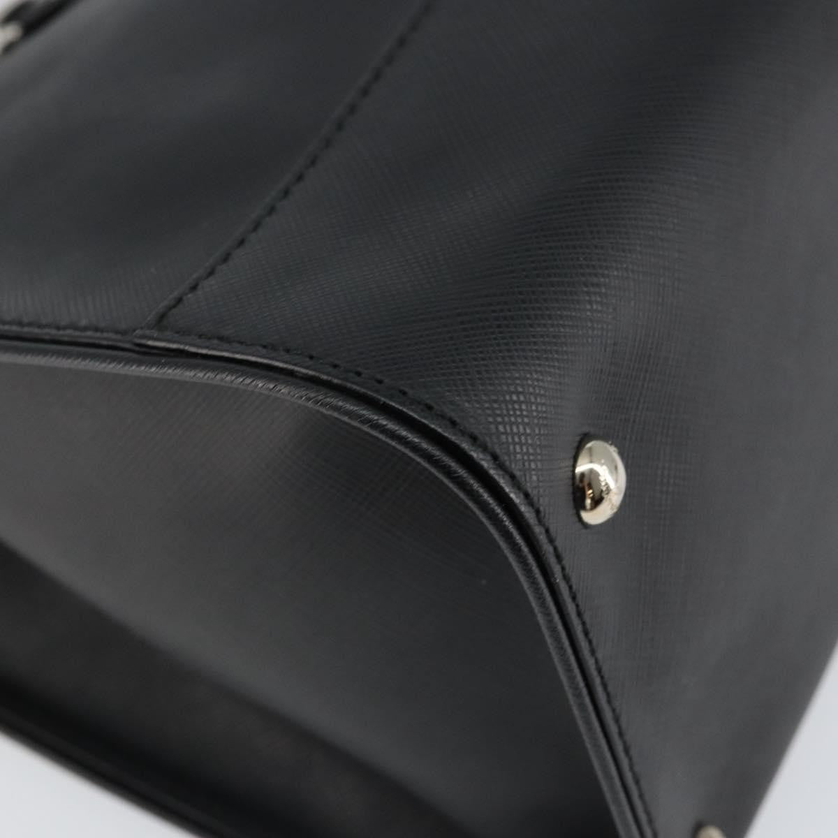 Salvatore Ferragamo Gancini Handbag Leather Black Leather Handbag (Pre-Owned)