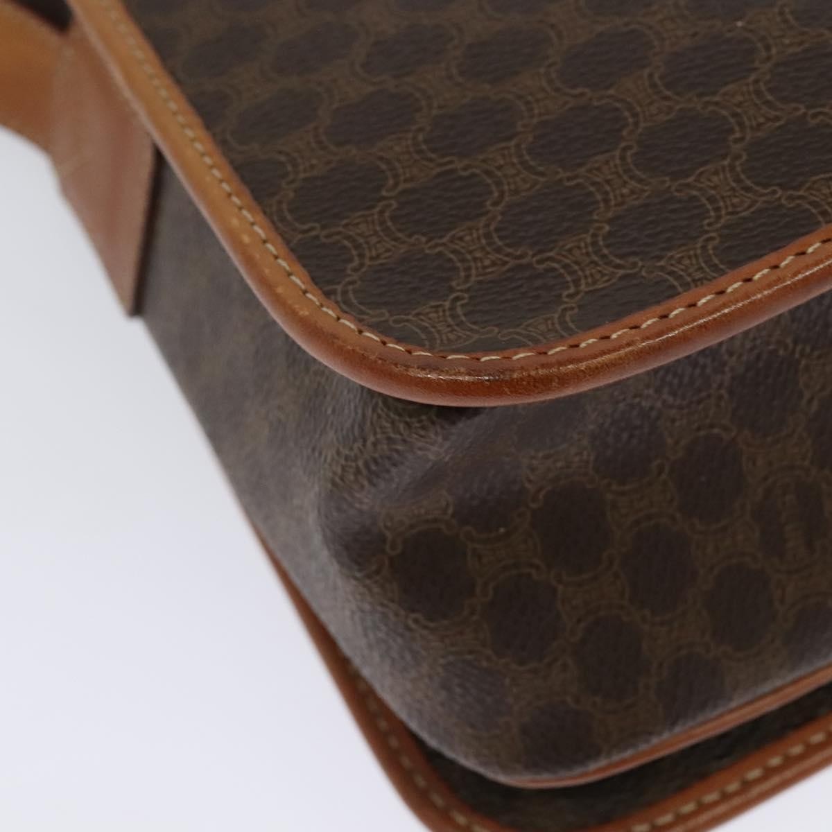 Celine Macadam Shoulder Bag Pvc Leather Brown Canvas Bag (Pre-Owned)