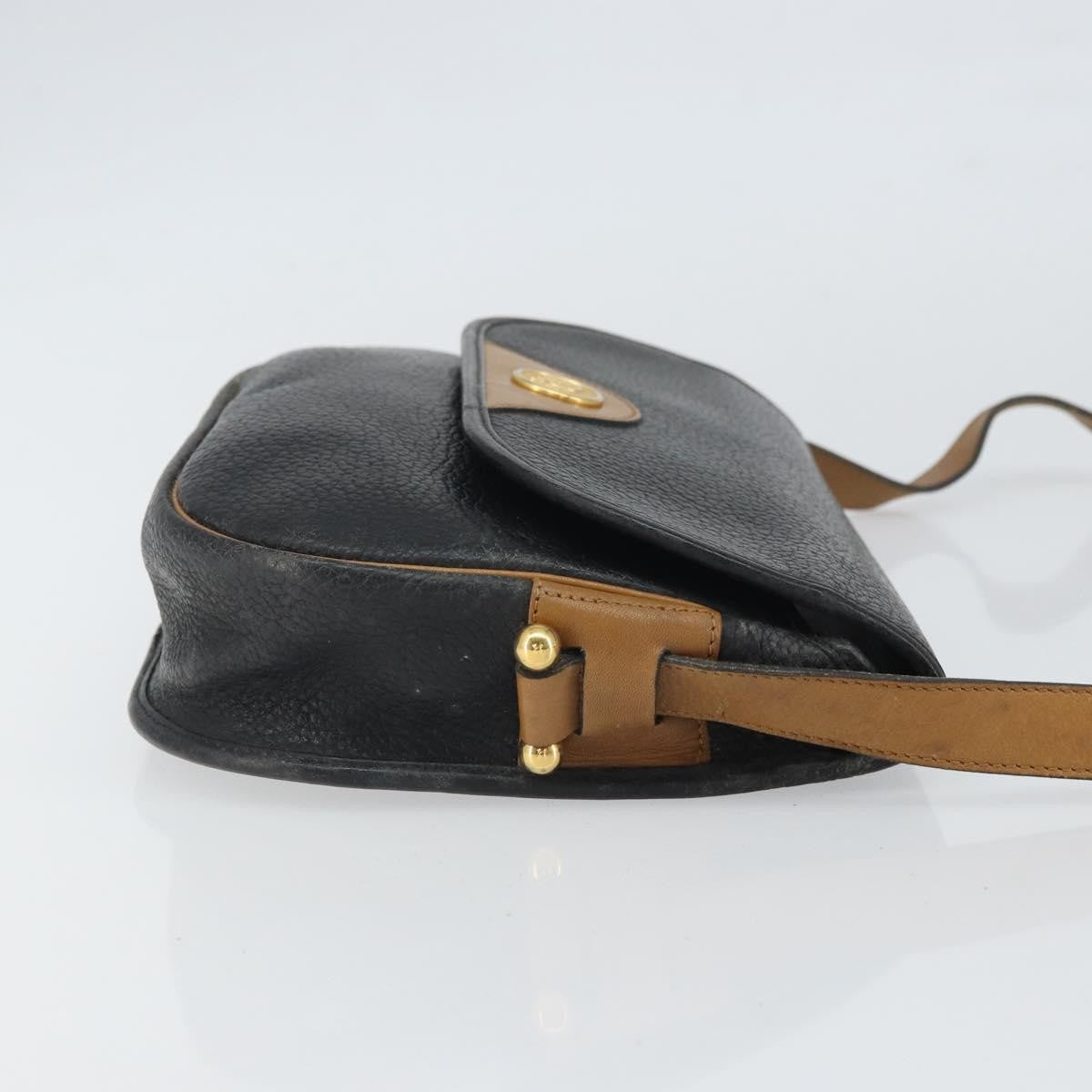 Christian Dior Vintage Shoulder Bag Leather Black Leather Shoulder Bag Bag (Pre-Owned)