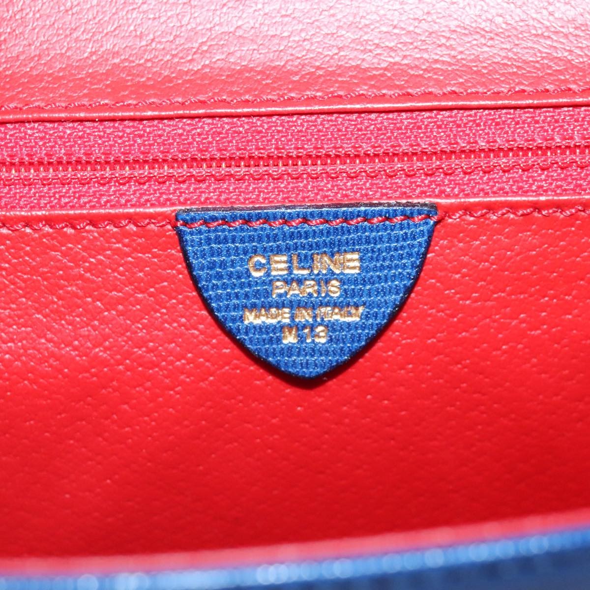 Celine Vintage Circle Logo Crossbody Bag Leather Blue Leather Shoulder Bag Bag (Pre-Owned)