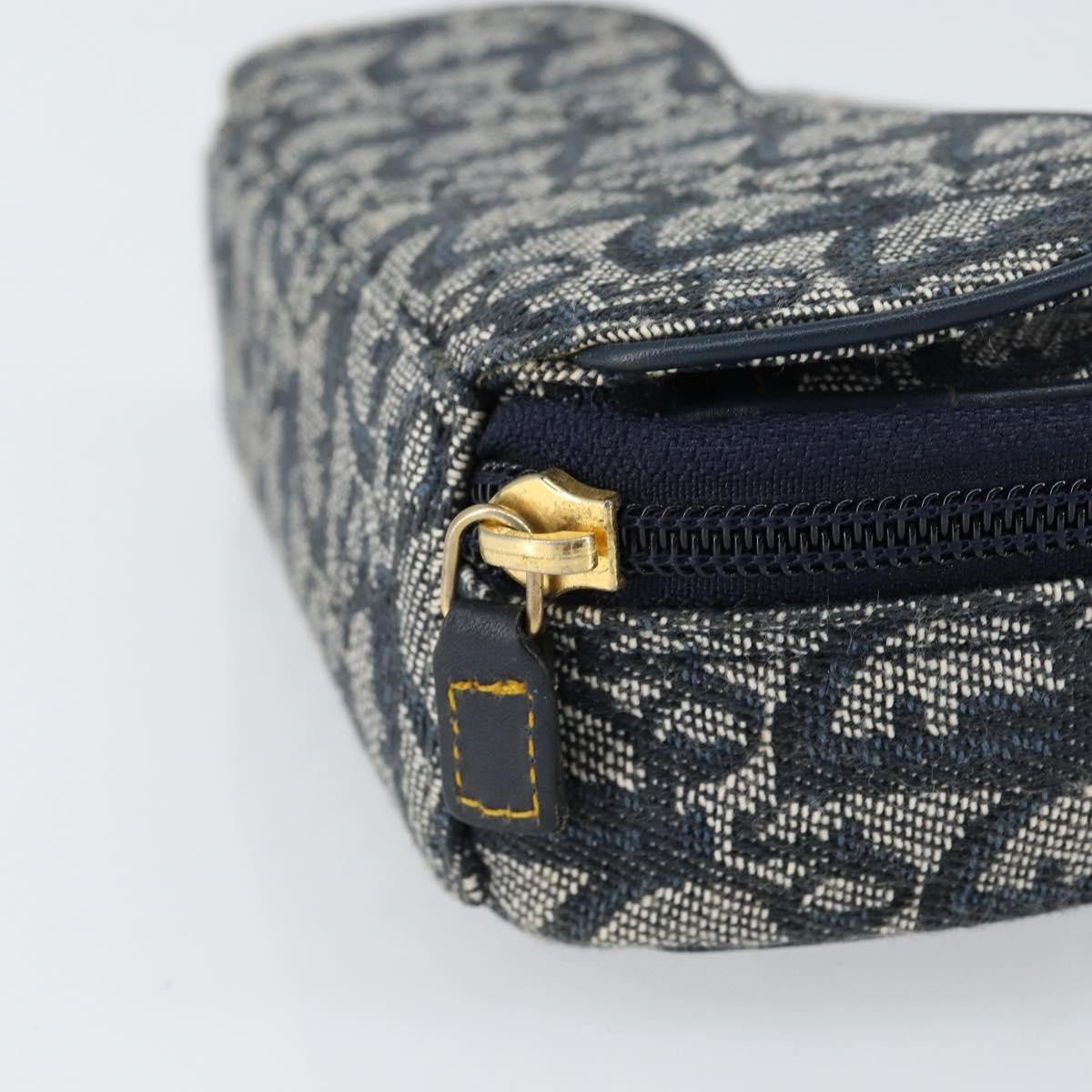 Christian Dior Vintage Saddle Coin Purse Diorissimo Canvas Navy Canvas Clutche & Pouche Bag (Pre-Owned)