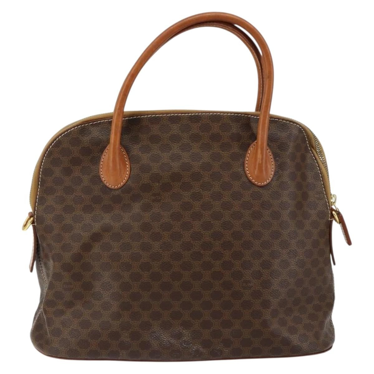 Celine Vintage Macadam Handbag Macadam Brown Canvas Bag (Pre-Owned)