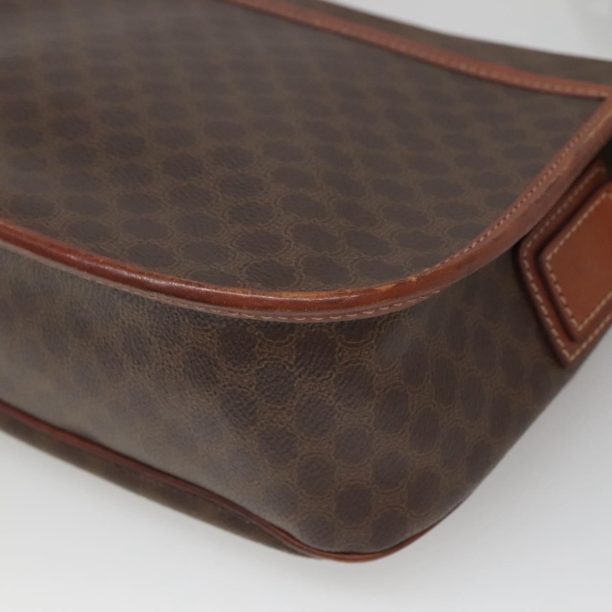 Celine Vintage Macadam Shoulder Bag Canvas And Leather Brown Canvas Shoulder Bag Bag (Pre-Owned)