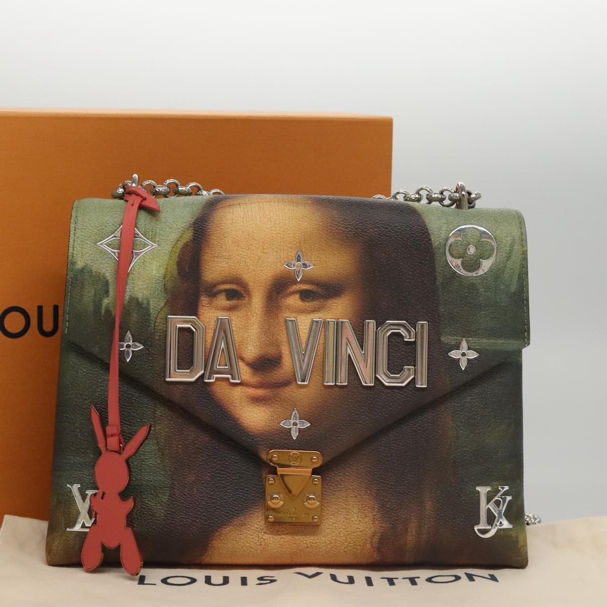 Louis Vuitton Chain Shoulder Bag Limited Edition Jeff Koons Da Vinci Print Canvas Multicolour Canvas Shoulder Bag Bag (Pre-Owned)