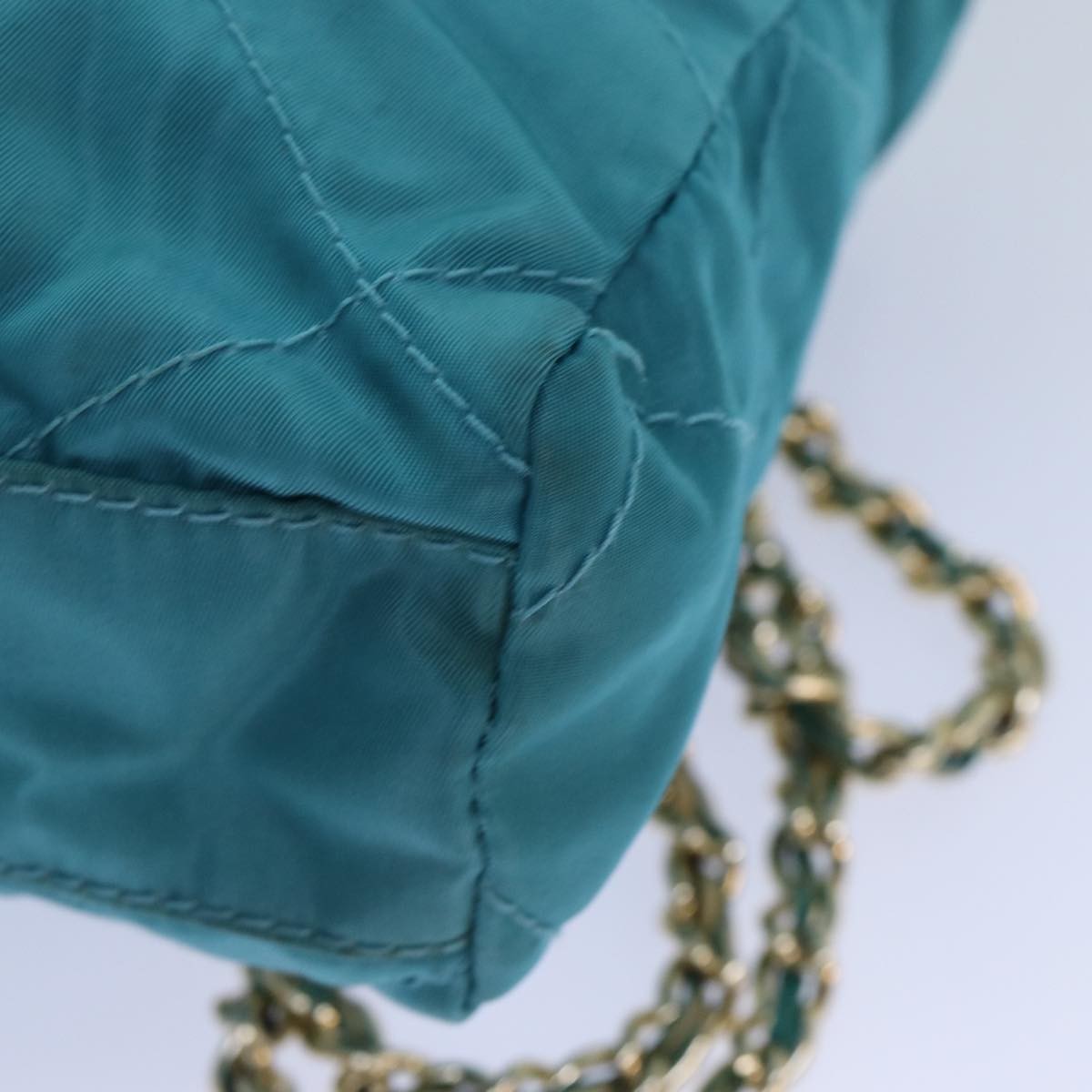 Prada Chain Shoulder Bag Tessuto Blue Nylon Shoulder Bag Bag (Pre-Owned)