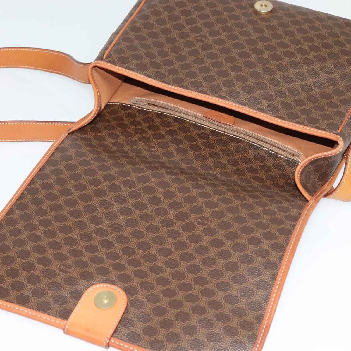Celine Macadam Shoulder Bag Pvc Leather Brown Canvas Bag (Pre-Owned)
