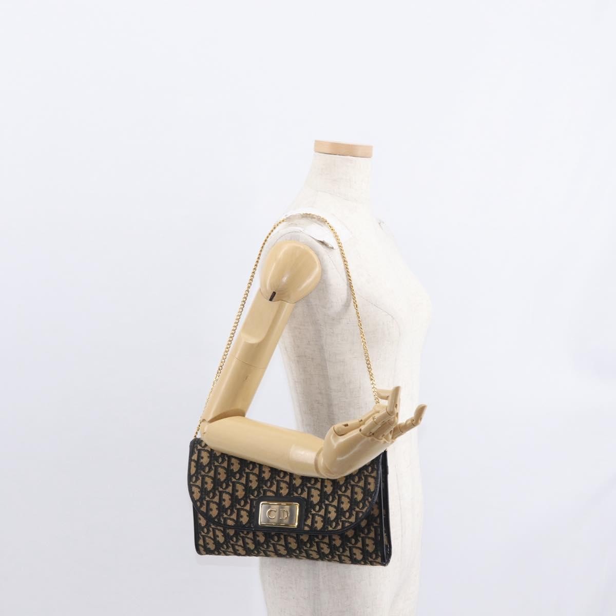 Christian Dior Vintage Cd Chain Flap Shoulder Bag Diorissimo Canvas Navy Canvas Shoulder Bag Bag (Pre-Owned)