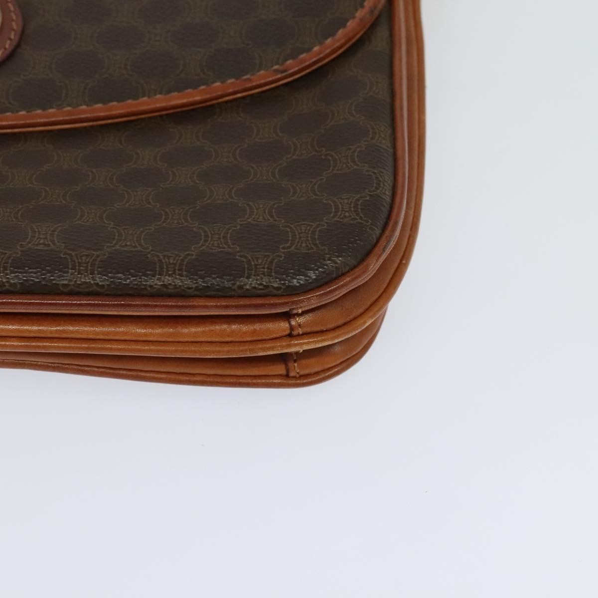 Celine Vintage Macadam Shoulder Bag Canvas And Leather Brown Canvas Shoulder Bag Bag (Pre-Owned)