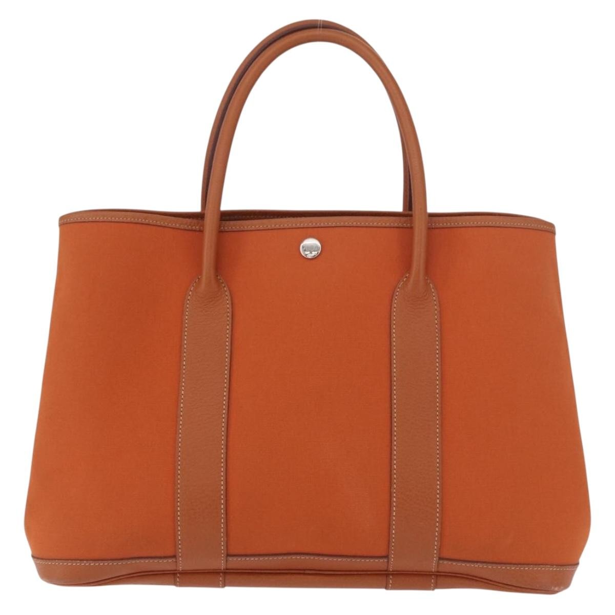 Hermes Garden Party Tote Toile And Leather Orange Canvas Tote Bag Bag (Pre-Owned)