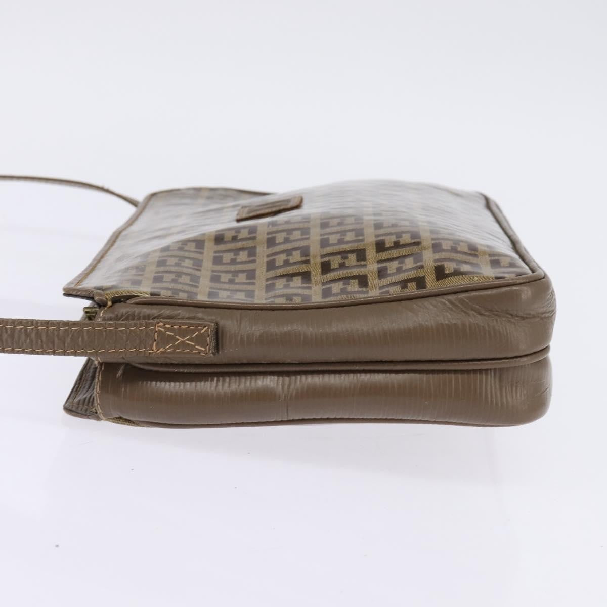 Fendi Vintage Zip Crossbody Bag Zucchino Canvas Beige Canvas Shoulder Bag Bag (Pre-Owned)