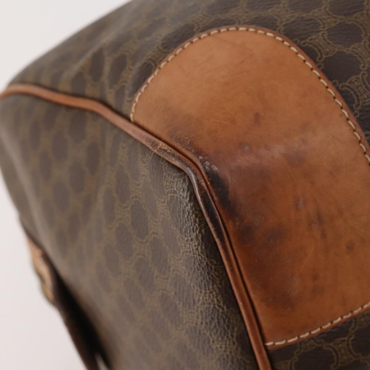 Celine Vintage Duffle Bag Macadam Coated Canvas Brown Canvas Travel Bag Bag (Pre-Owned)
