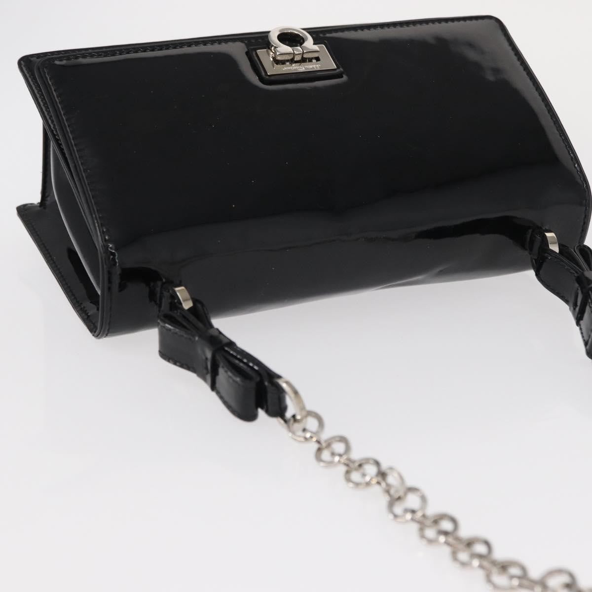 Salvatore Ferragamo Gancini Chain Shoulder Bag Patent Leather Black Patent_Leather Shoulder Bag Bag (Pre-Owned)
