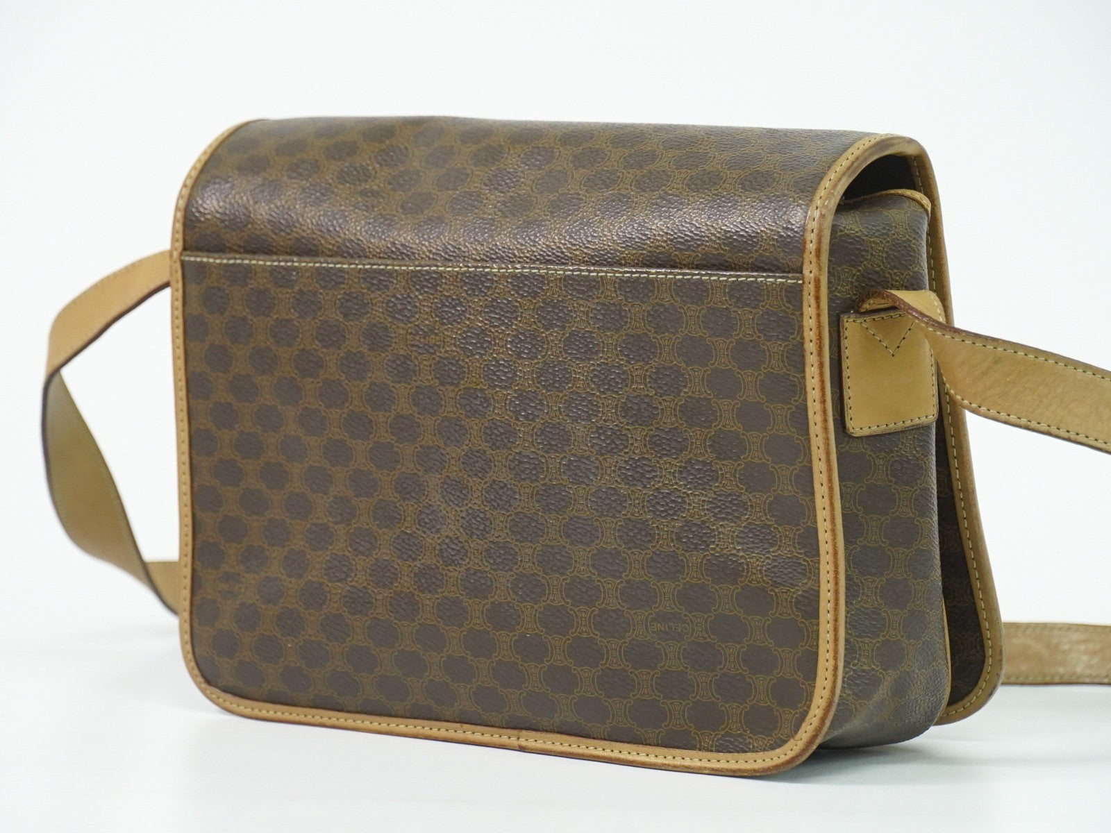 Celine Vintage Macadam Shoulder Bag Canvas And Leather Brown Canvas Shoulder Bag Bag (Pre-Owned)