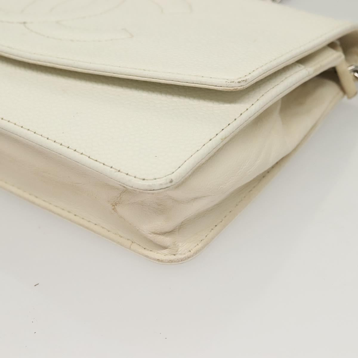 Chanel Vintage Timeless Wallet On Chain Caviar White Leather Shoulder Bag Bag (Pre-Owned)