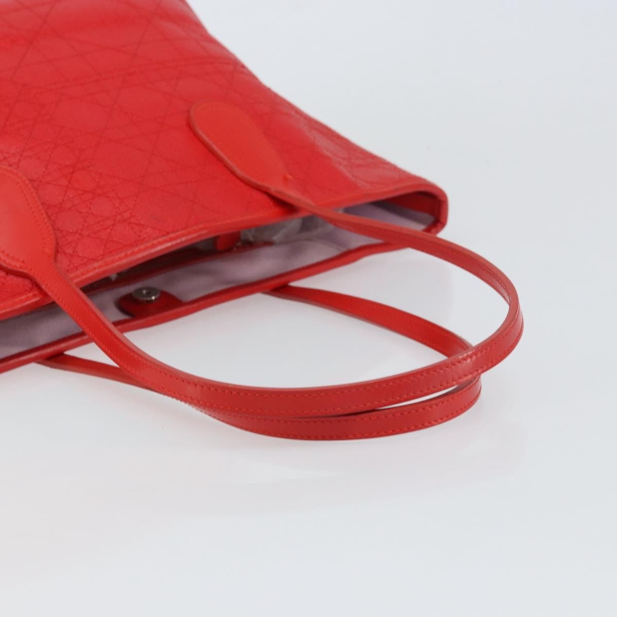 Christian Dior Panarea Tote Printed Cannage Quilt Canvas Red Canvas Tote Bag Bag (Pre-Owned)