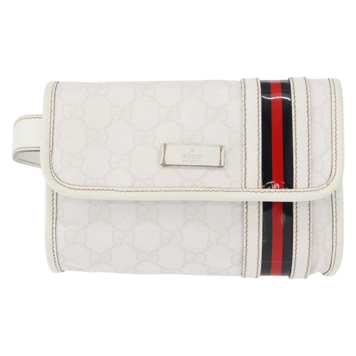 Gucci Sherry Line Waist Bag Gg Canvas White Canvas Shoulder Bag Bag (Pre-Owned)