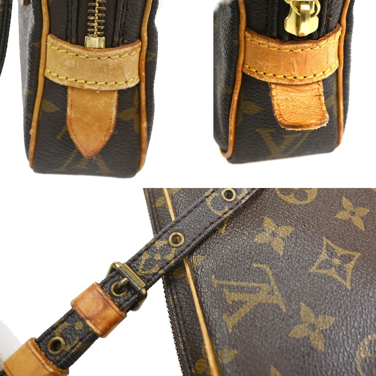 Louis Vuitton Pochette Marly Bandouliere Bag Monogram Canvas Brown Leather Shoulder Bag Bag (Pre-Owned)