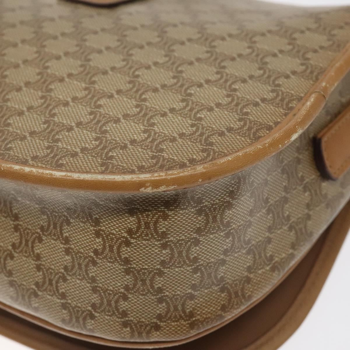 Celine Vintage Macadam Shoulder Bag Canvas And Leather Beige Canvas Shoulder Bag Bag (Pre-Owned)