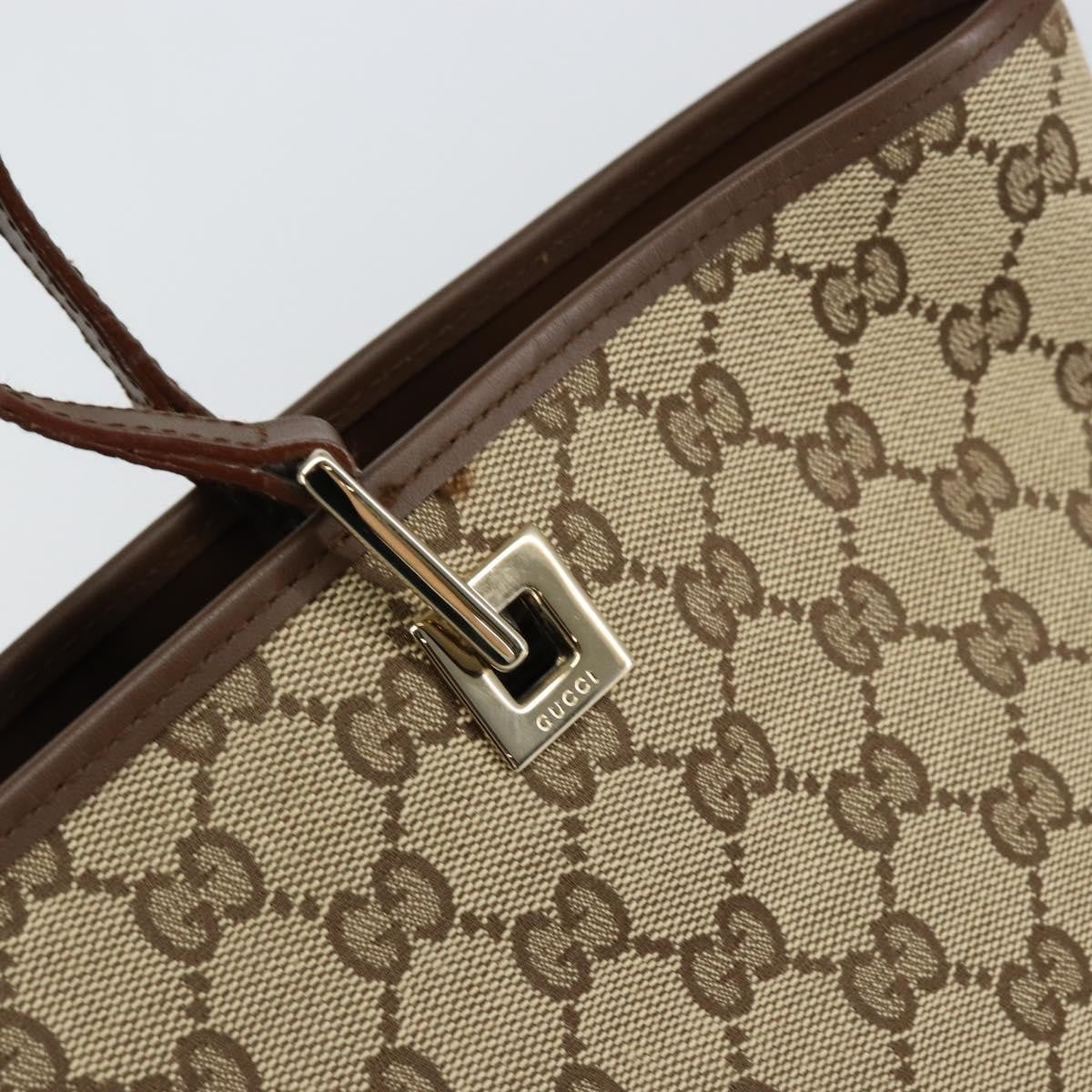 Gucci Vintage Bucket Shopping Tote Gg Canvas Beige Canvas Tote Bag Bag (Pre-Owned)