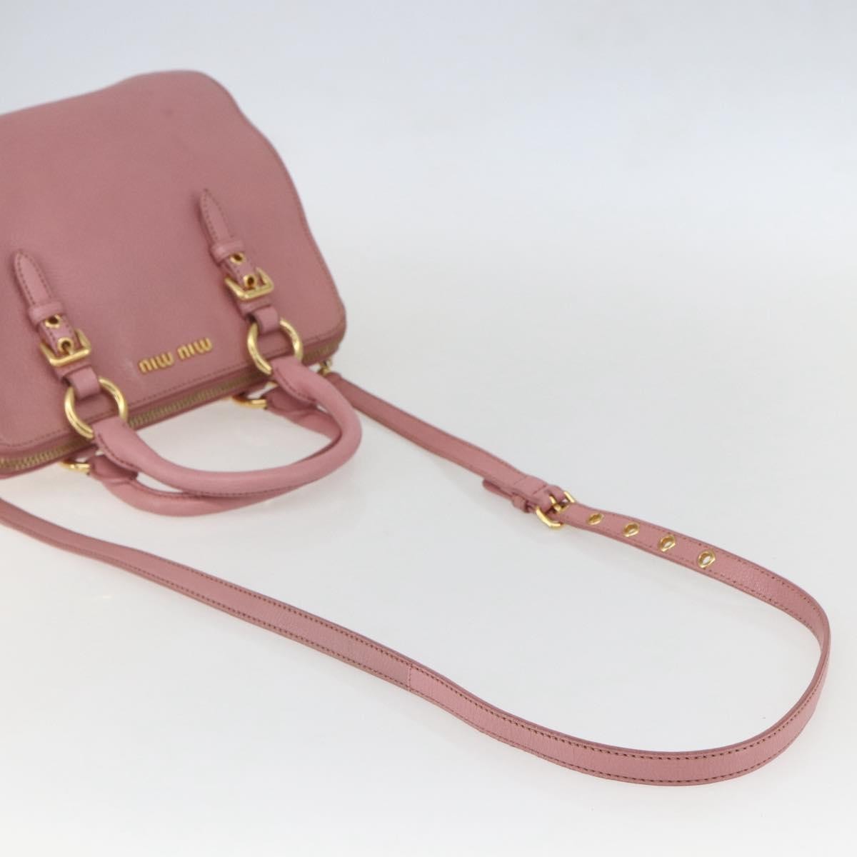 Miu Miu Madras Bowler Bag Leather Pink Leather Handbag (Pre-Owned)