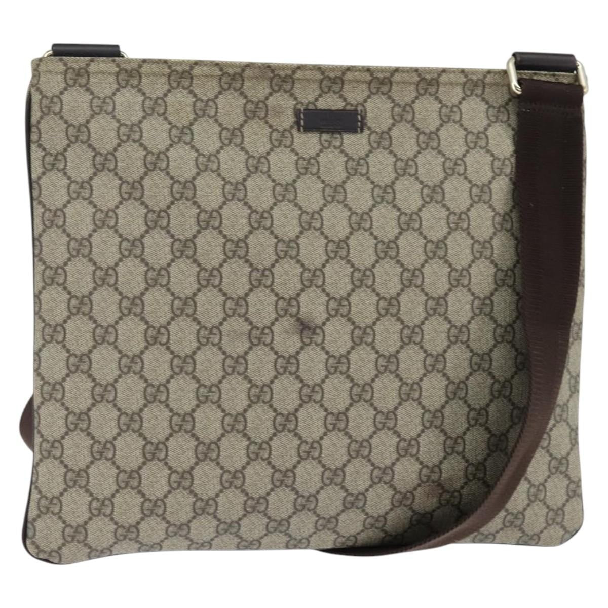 Gucci Zip Top Messenger Bag Gg Coated Canvas Beige Canvas Shoulder Bag Bag (Pre-Owned)