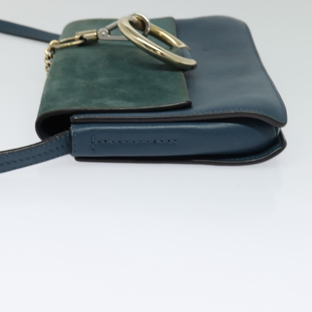 Chloe Faye Crossbody Leather And Suede Blue Suede Handbag (Pre-Owned)