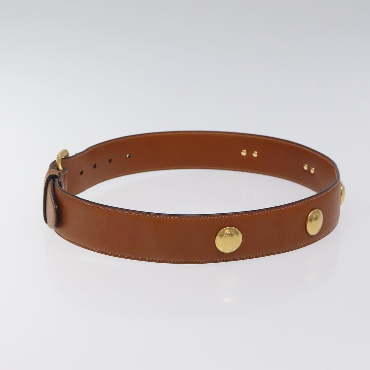 Gucci Round Buckle Belt Leather Brown Leather Belts Accessory (Pre-Owned)