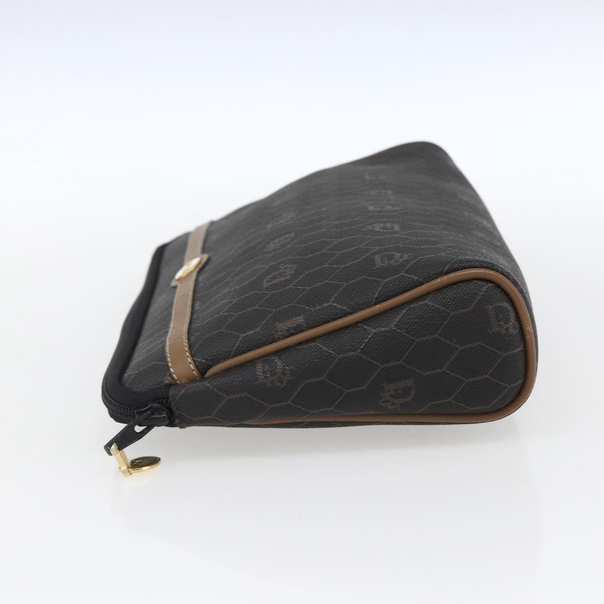 Christian Dior Vintage Honeycomb Zip Pouch Canvas And Leather Black Pvc Clutche & Pouche Bag (Pre-Owned)