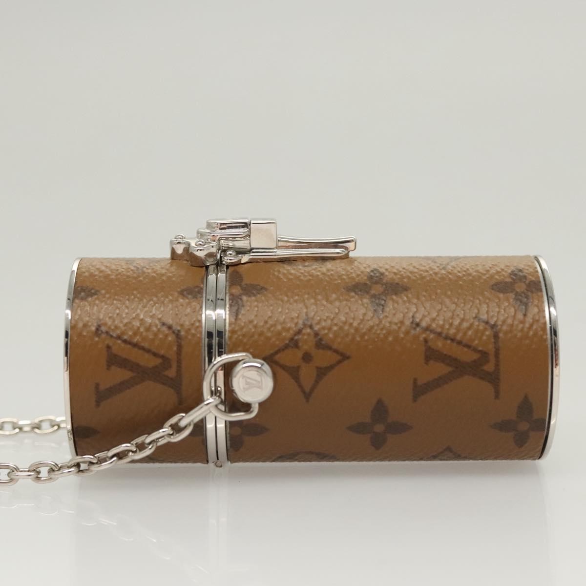 Louis Vuitton Lipstick Case On Chain Reverse Monogram Canvas Brown Canvas Clutche & Pouche Bag (Pre-Owned)