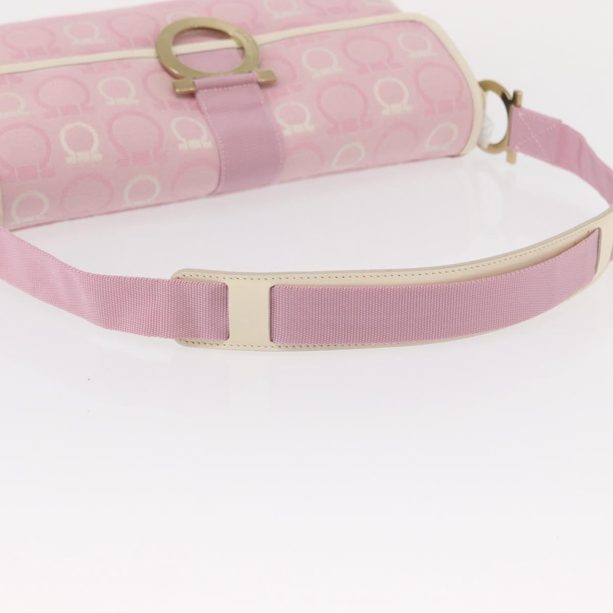 Salvatore Ferragamo Gancini Shoulder Bag Canvas Pink Canvas Shoulder Bag Bag (Pre-Owned)