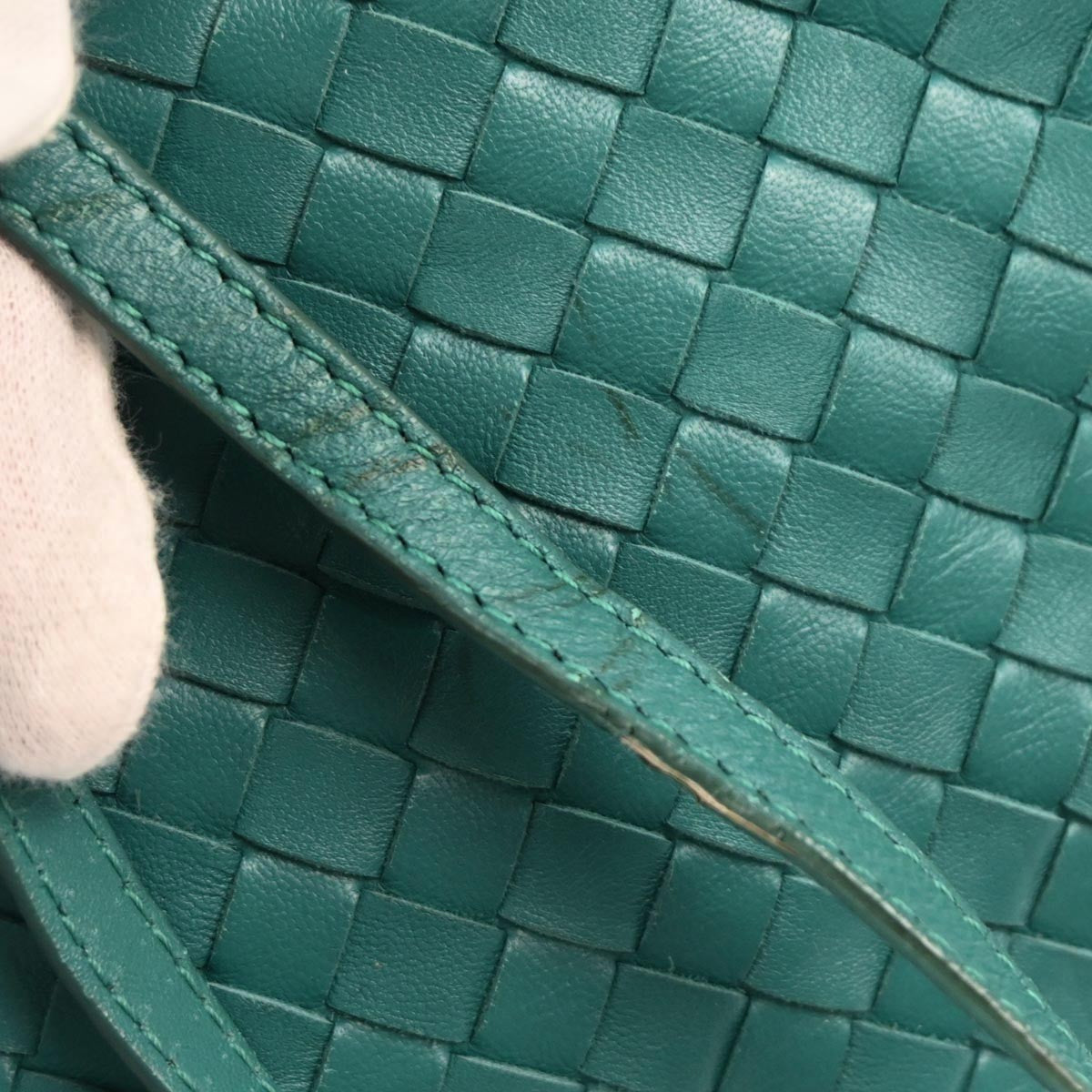 Bottega Veneta Zip Cube Messenger Intrecciato Nappa Green Leather Shoulder Bag Bag (Pre-Owned)