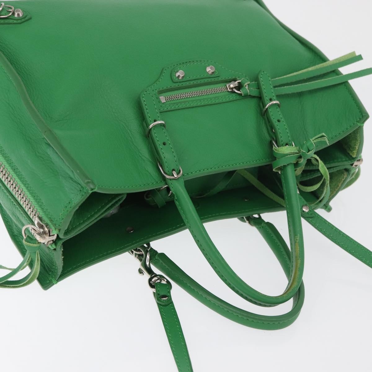 Balenciaga Papier Flap Tote Leather Green Leather Tote Bag Bag (Pre-Owned)