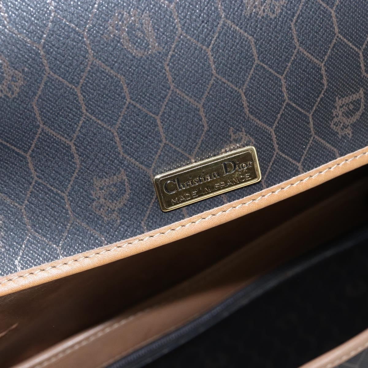 Christian Dior Vintage Honeycomb Shoulder Bag Canvas And Leather Black Canvas Shoulder Bag Bag (Pre-Owned)