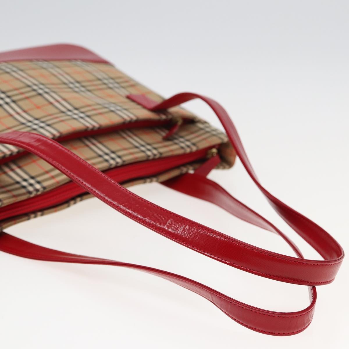 Burberry Nova Check Tote Canvas And Leather Beige Canvas Tote Bag Bag (Pre-Owned)