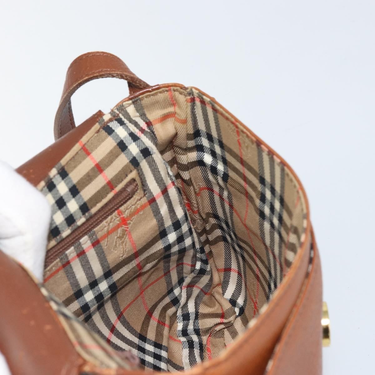 Burberry Vintage Shoulder Bag Leather Brown Leather Shoulder Bag Bag (Pre-Owned)