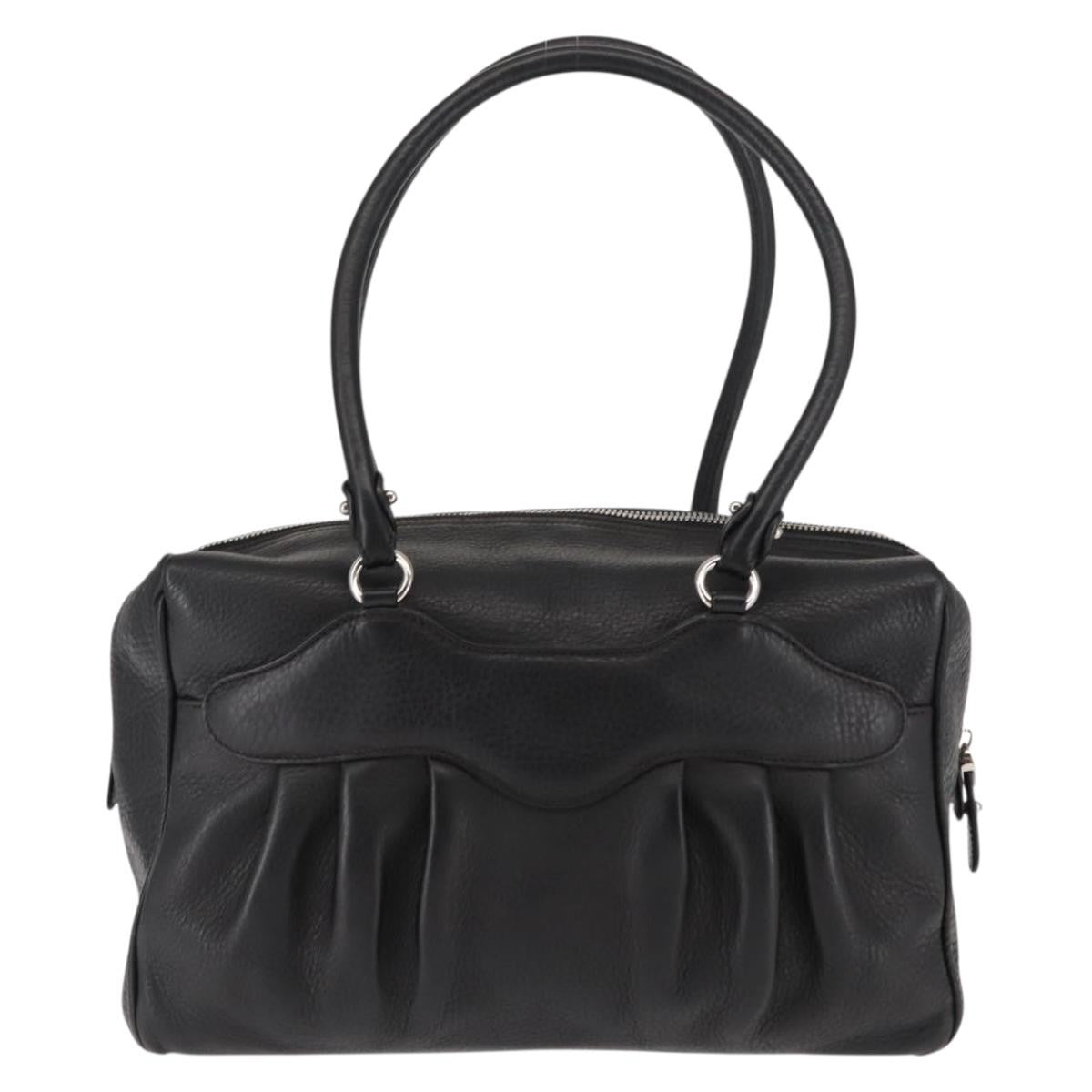 Salvatore Ferragamo Gancini Buckle Shoulder Bag Leather Black Leather Shoulder Bag Bag (Pre-Owned)