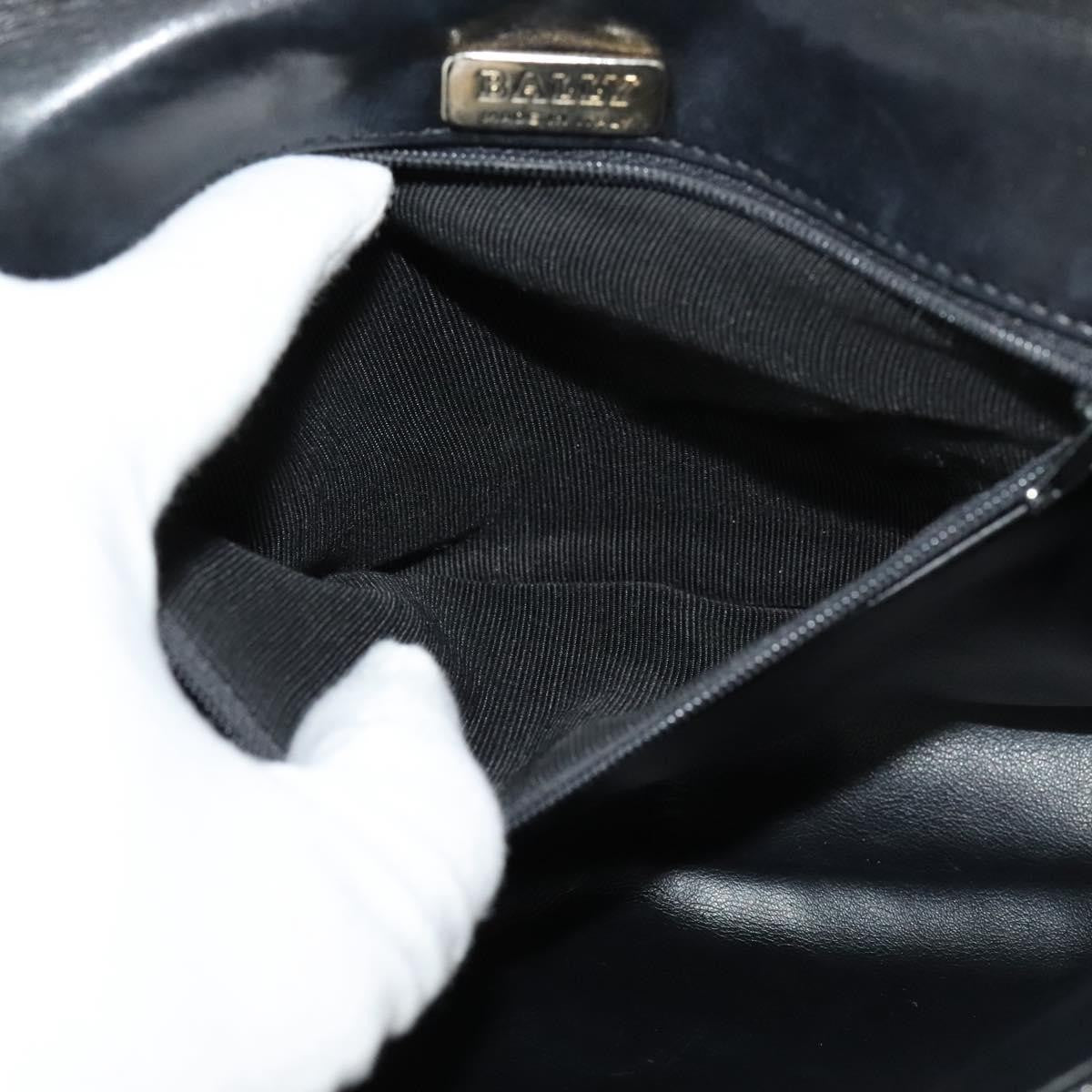 Bally Vintage Chain Shoulder Bag Quilted Leather Navy Leather Shoulder Bag Bag (Pre-Owned)
