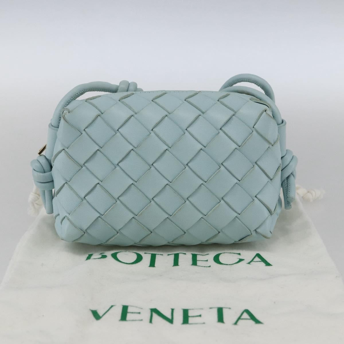 Bottega Veneta Loop Crossbody Bag Intrecciato Nappa Blue Leather Shoulder Bag Bag (Pre-Owned)