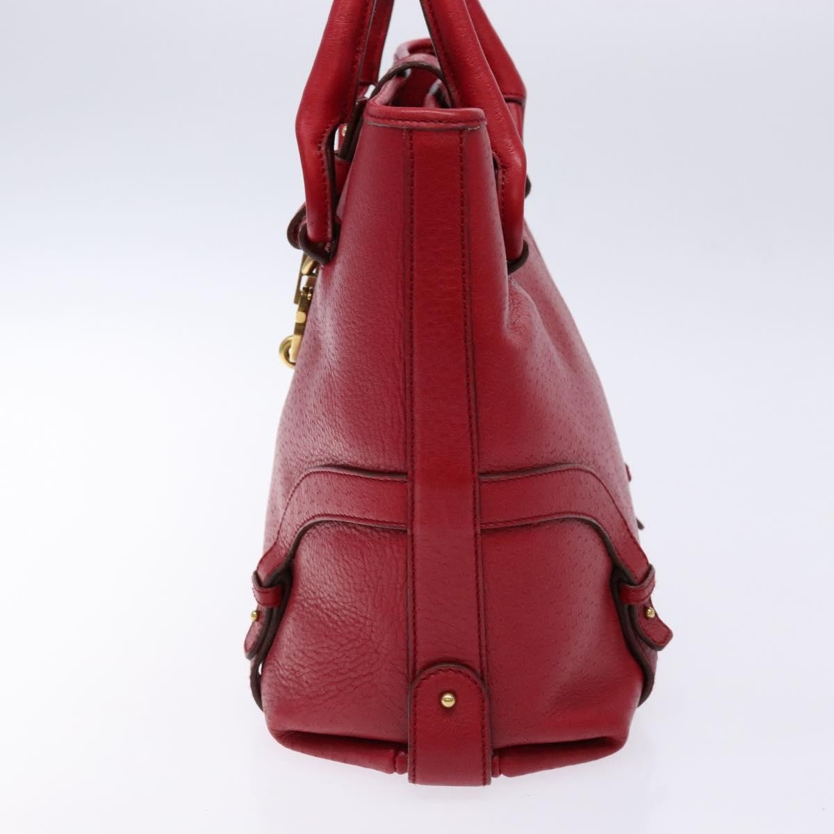 Salvatore Ferragamo Gancini Handbag Leather Red Leather Handbag (Pre-Owned)