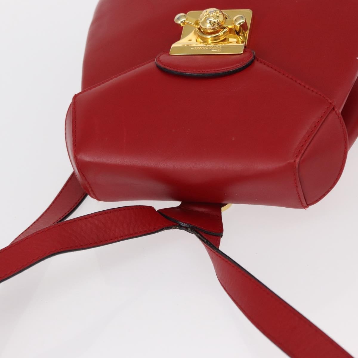 Salvatore Ferragamo Vintage Backpack Leather Red Leather Backpack Bag (Pre-Owned)