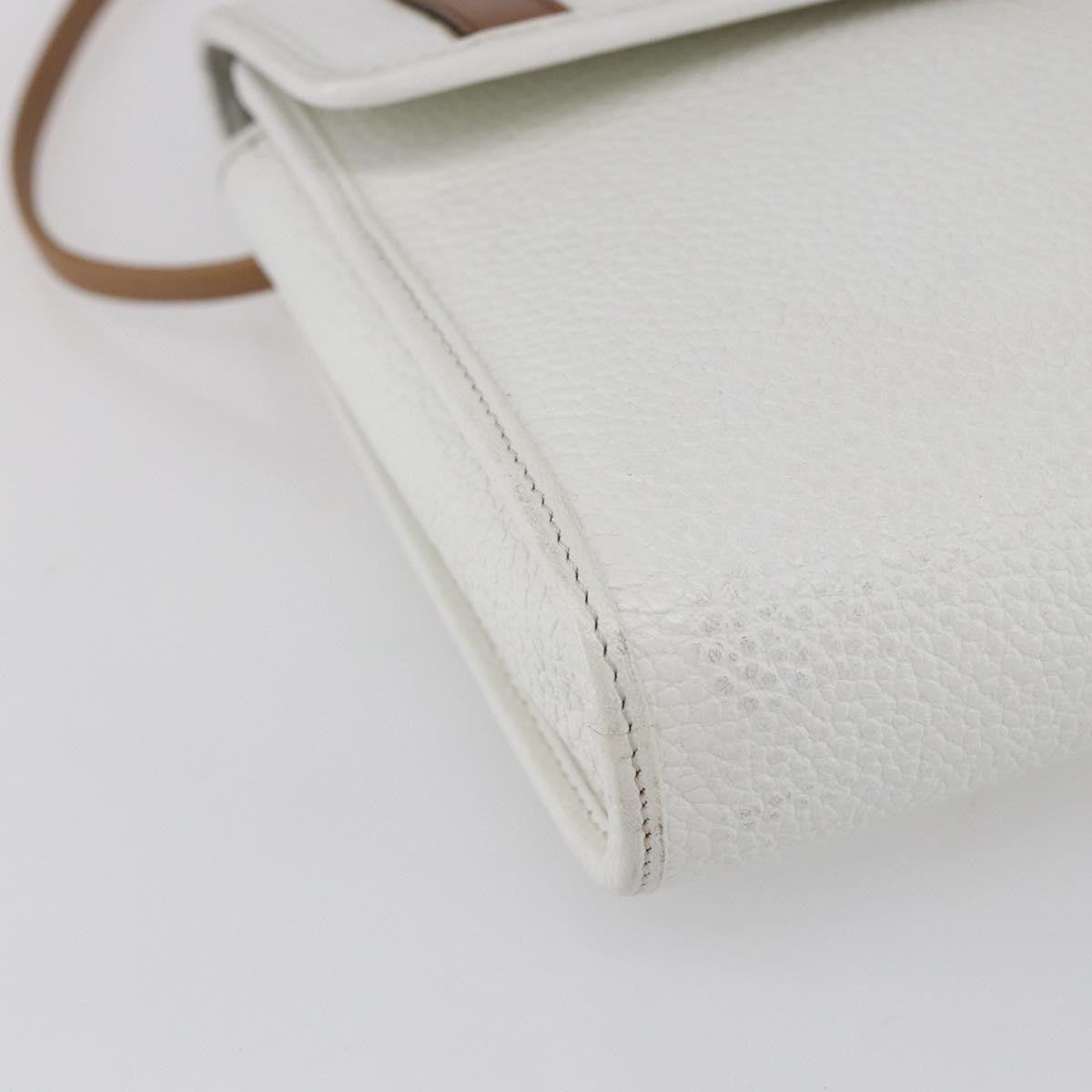 Christian Dior Vintage Cd Logo Shoulder Bag Leather White Leather Shoulder Bag Bag (Pre-Owned)