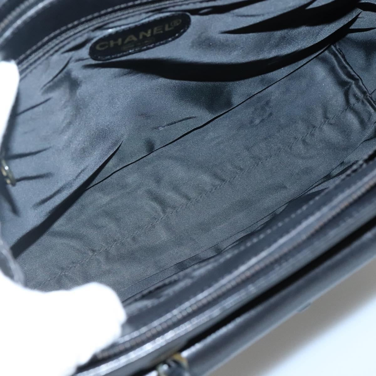 Chanel Vintage Front Pocket Chain Tote Leather Black Leather Shoulder Bag Bag (Pre-Owned)