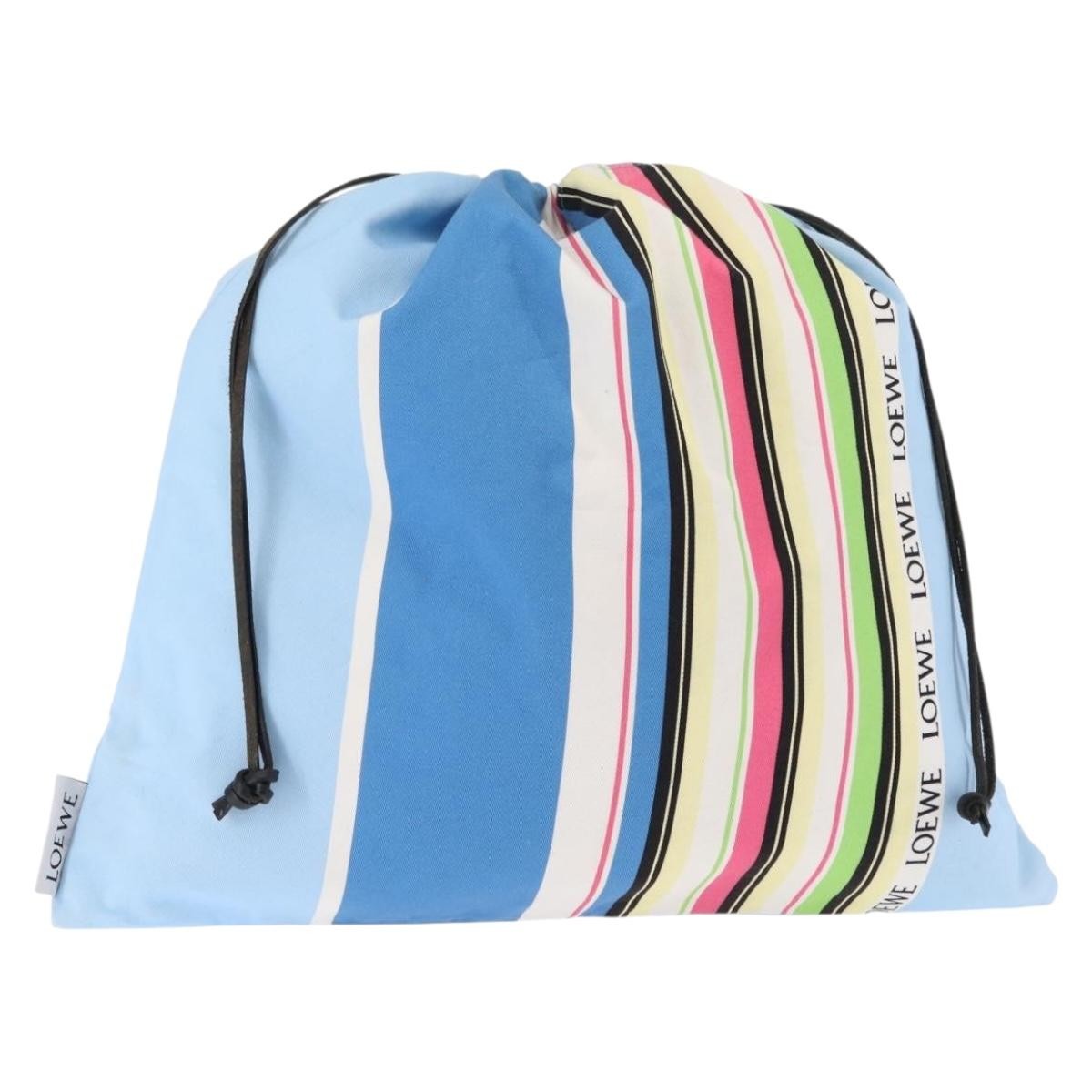 Loewe Drawstring Pouch Printed Canvas Blue Canvas Bag (Pre-Owned)