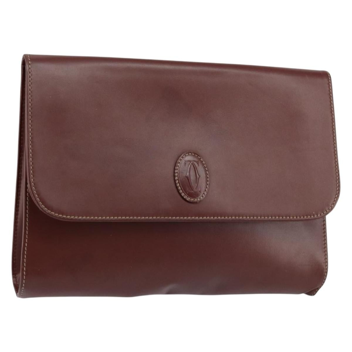 Cartier Must De Cartier Clutch Bag Leather Burgundy Leather Clutche & Pouche Bag (Pre-Owned)