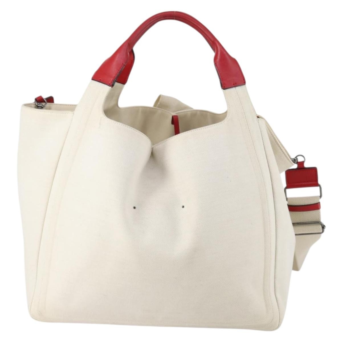 Valentino Garavani Atelier 02 Tote Canvas White Canvas Tote Bag Bag (Pre-Owned)
