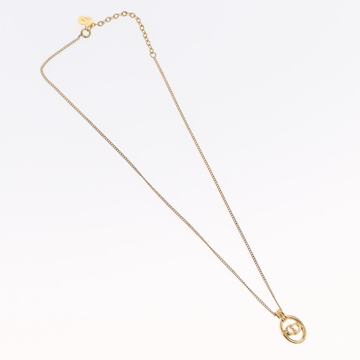 Christian Dior Cd Round Pendant Necklace Metal Gold Metal Necklace Jewelry (Pre-Owned)