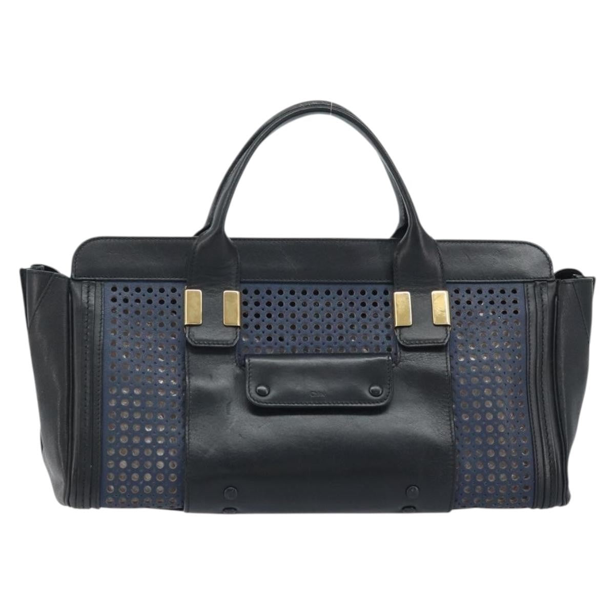 Chloe Alice Satchel Leather Black Leather Handbag (Pre-Owned)