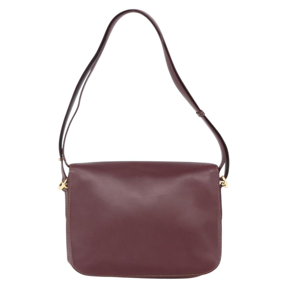 Cartier Must De Cartier Shoulder Bag Leather Burgundy Leather Shoulder Bag Bag (Pre-Owned)